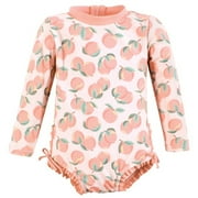 Hudson Baby Girls Rashguard Toddler Swimsuit, Pink Peach, 5T